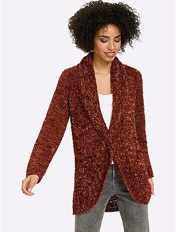Veste Longue En Tricot Superbe Motif Tricoté - Taille Standard - Helline