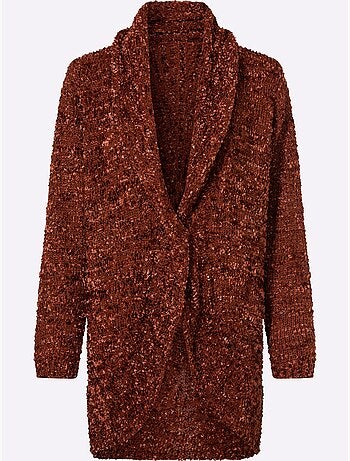 Veste Longue En Tricot Superbe Motif Tricoté - Taille Standard - Helline