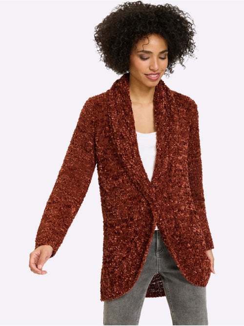 Veste Longue En Tricot Superbe Motif Tricoté - Taille Standard - Helline - Kiabi Veste Longue En Tricot Superbe Motif Tricoté - Taille Standard - Helline - Kiabi