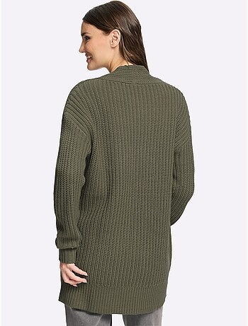 Veste Longue En Tricot Tricot Côtelé Moderne - Taille Standard - Moda Vilona