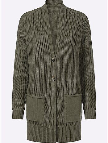 Veste Longue En Tricot Tricot Côtelé Moderne - Taille Standard - Moda Vilona