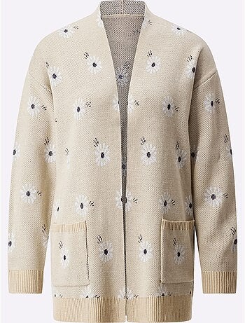 Veste Longue En Tricot Tricot Jacquard De Qualité - Taille Standard - Moda Vilona