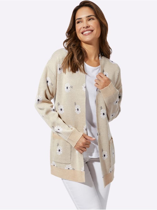 Veste Longue En Tricot Tricot Jacquard De Qualité - Taille Standard - Moda Vilona - Kiabi
