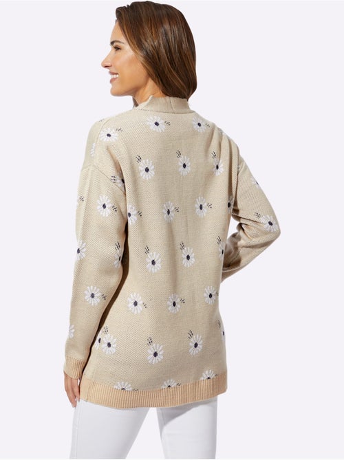 Veste Longue En Tricot Tricot Jacquard De Qualité - Taille Standard - Moda Vilona - Kiabi