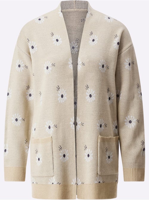Veste Longue En Tricot Tricot Jacquard De Qualité - Taille Standard - Moda Vilona - Kiabi