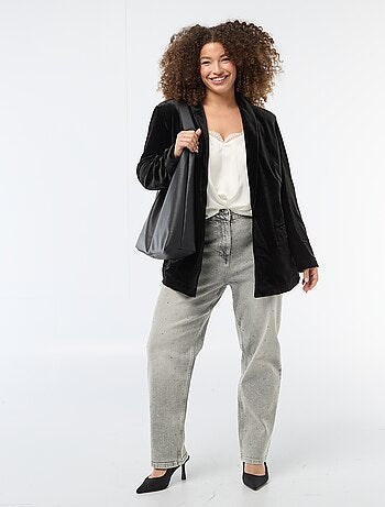 Veste longue en velours satiné