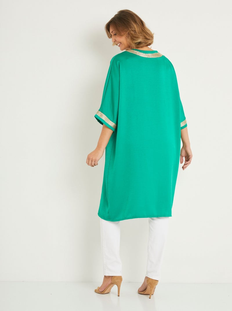 Veste longue fluide détails chic Vert - Kiabi