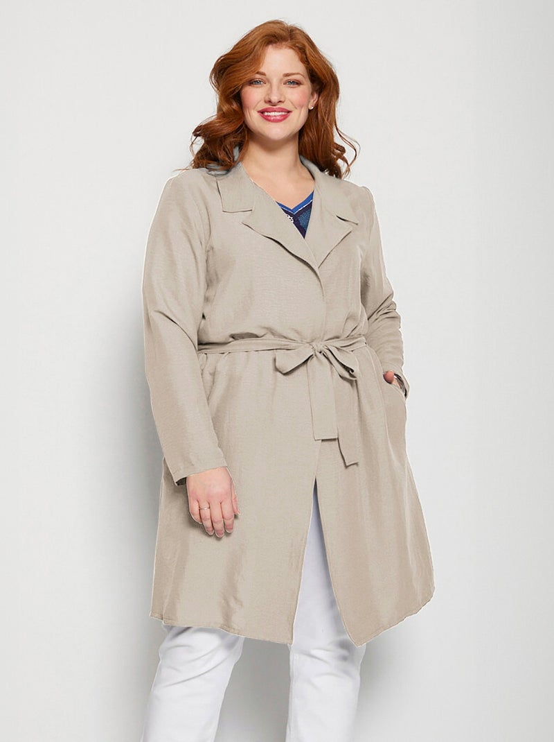 Veste longue fluide effet pardessus Beige sable - Kiabi