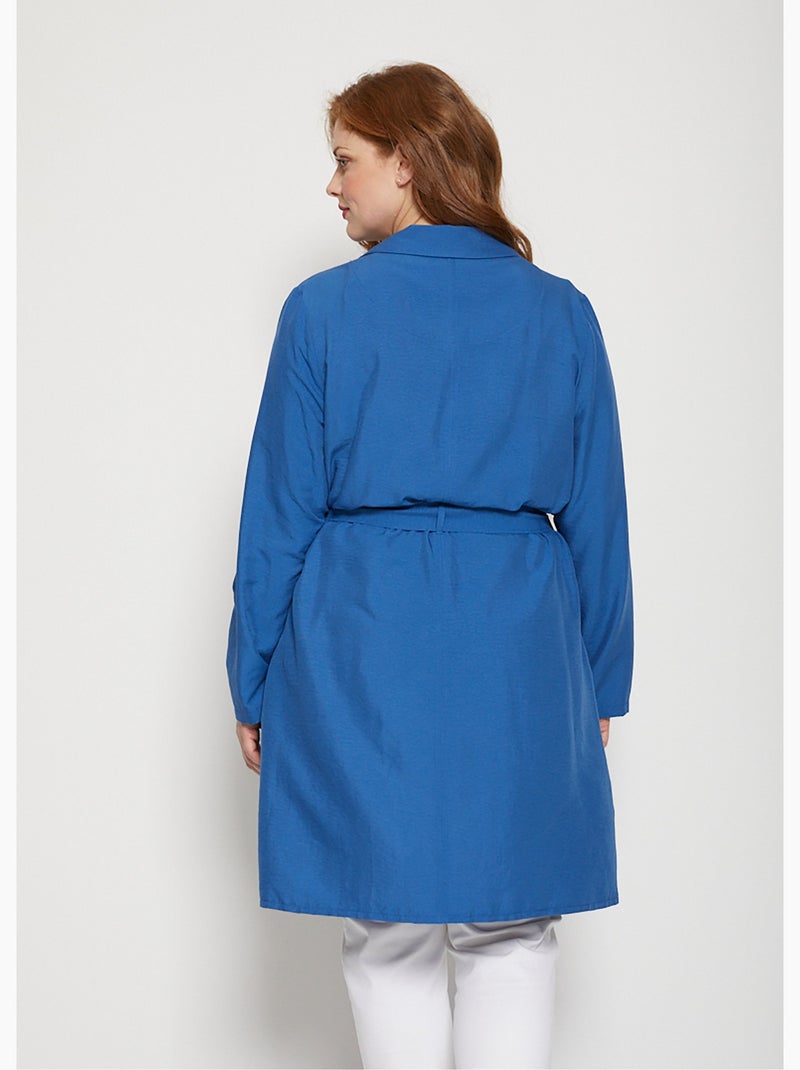 Veste longue fluide effet pardessus Bleu - Kiabi