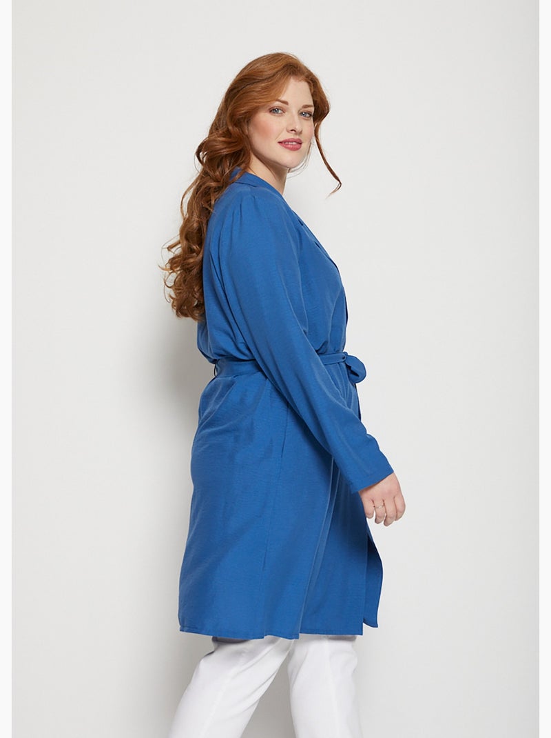 Veste longue fluide effet pardessus Bleu - Kiabi