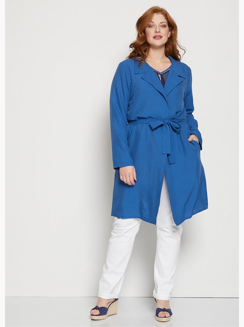 Veste longue fluide effet pardessus Bleu - Kiabi