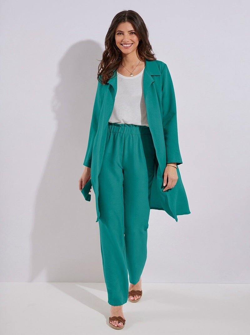 Veste longue fluide effet pardessus Vert émeraude - Kiabi