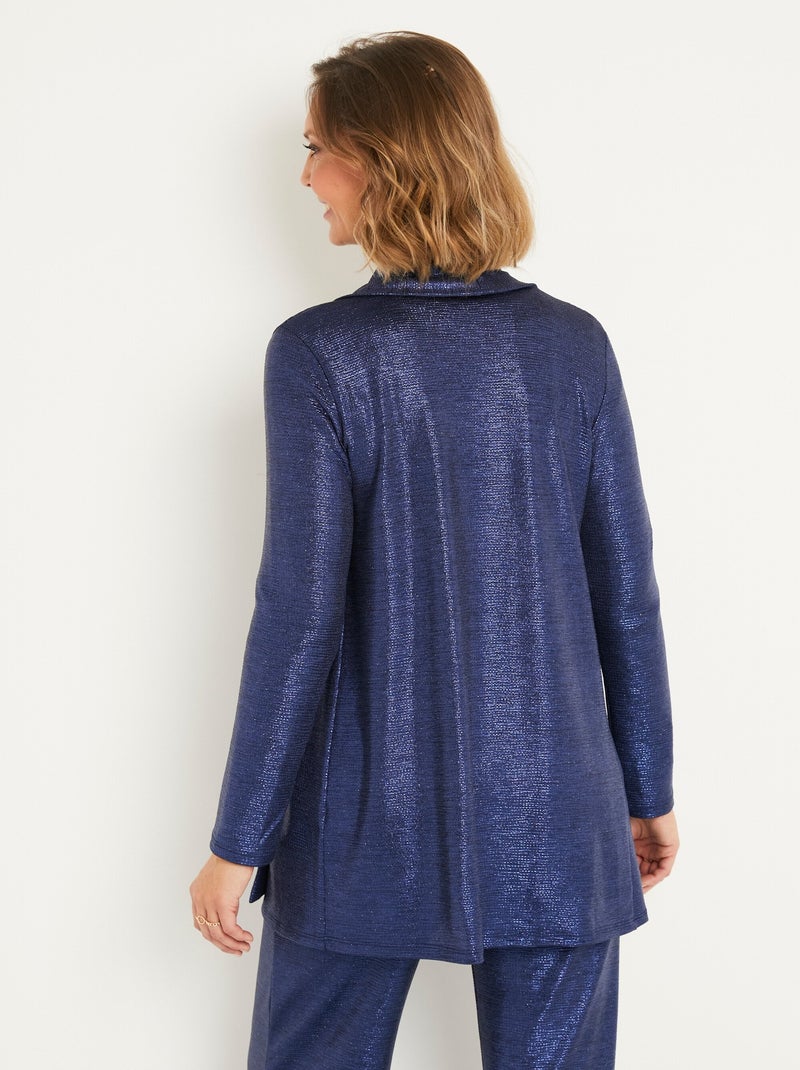 Veste longue maille brillante cérémonie Bleu nuit - Kiabi