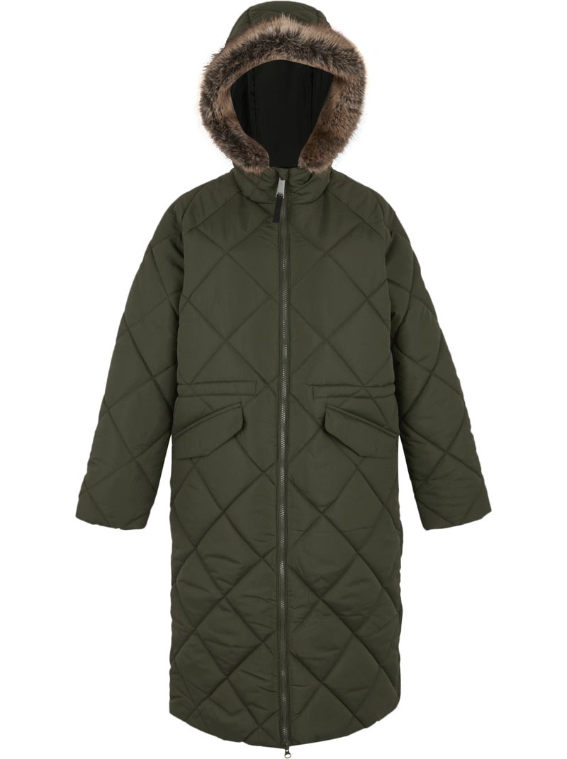 Veste longue matelassée à capuche freyla - regatta Vert kaki - Kiabi