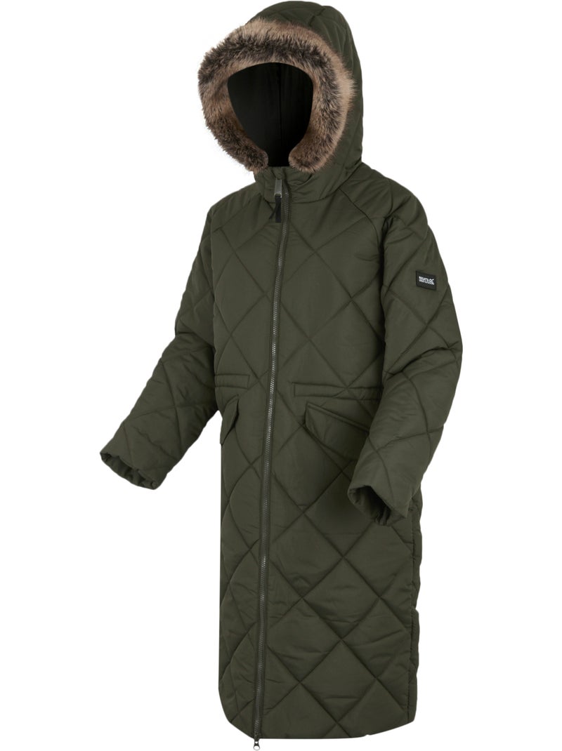 Veste longue matelassée à capuche freyla - regatta Vert kaki - Kiabi