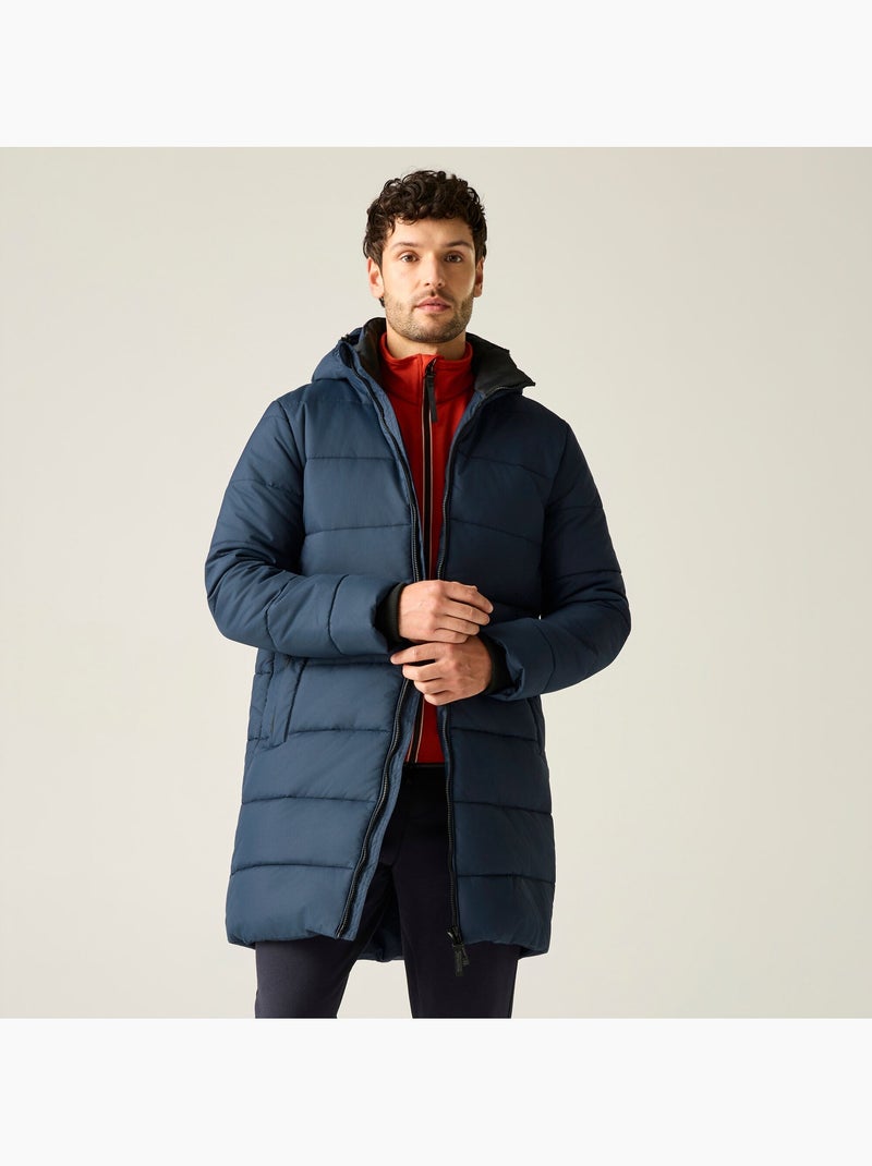 Veste longue matelassée et unie à capuche amovible montor - regatta Bleu marine - Kiabi