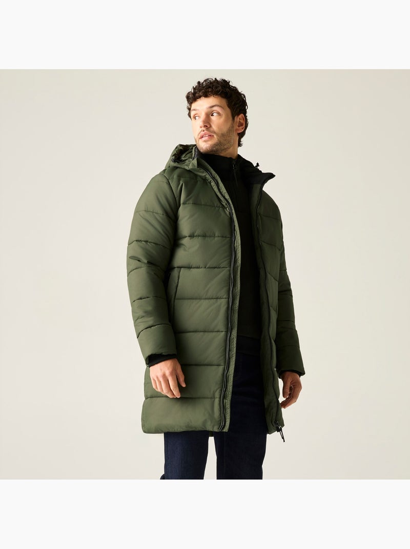 Veste longue matelassée et unie à capuche amovible montor - regatta Vert kaki - Kiabi