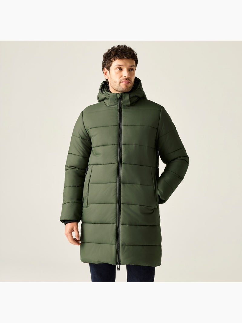 Veste longue matelassée et unie à capuche amovible montor - regatta Vert kaki - Kiabi