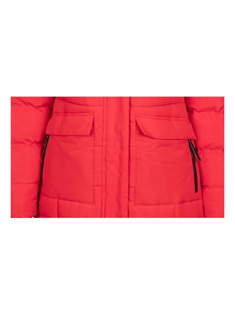 Veste longue matelassée et unie sasha - trespass Rouge - Kiabi