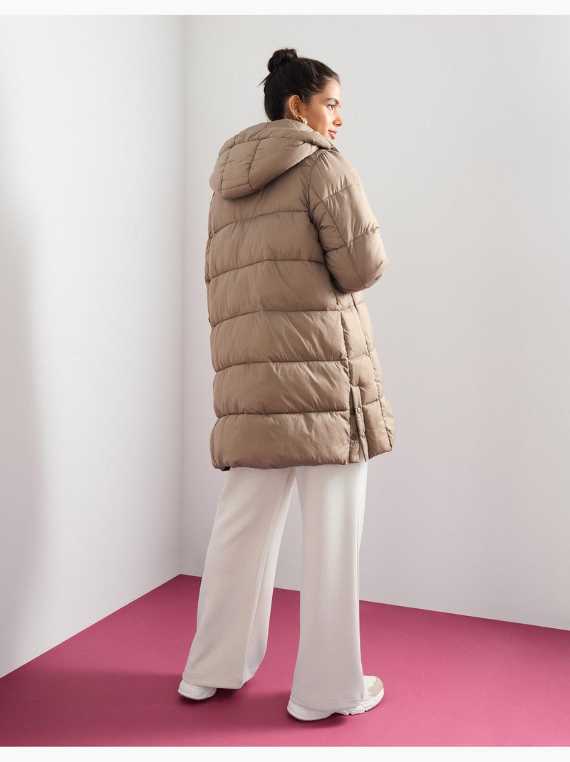Veste longue matelassée, MO Fashion Beige - Kiabi