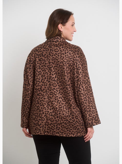 Veste longue motif léopard en suédine - AFIBEL - Kiabi