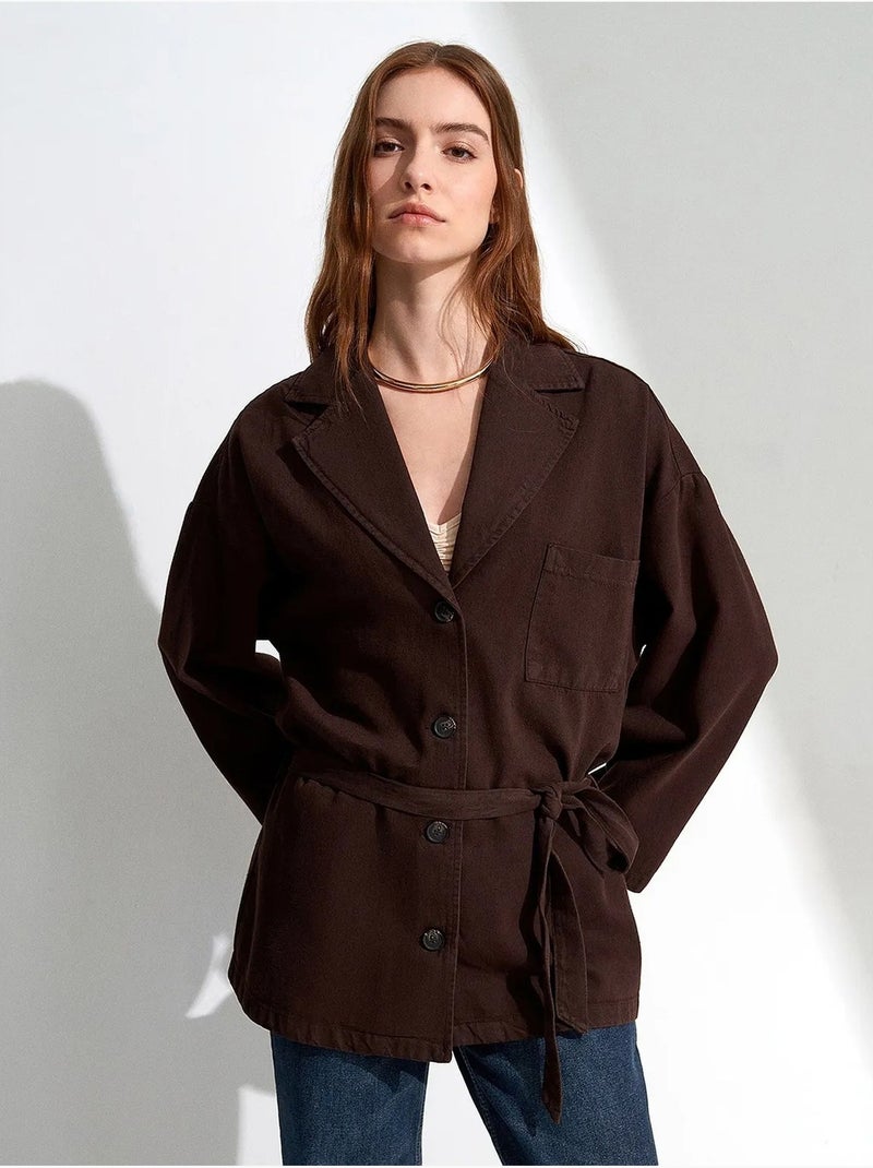 Veste longue oversize ceinturée dilvin Marron chocolat - Kiabi