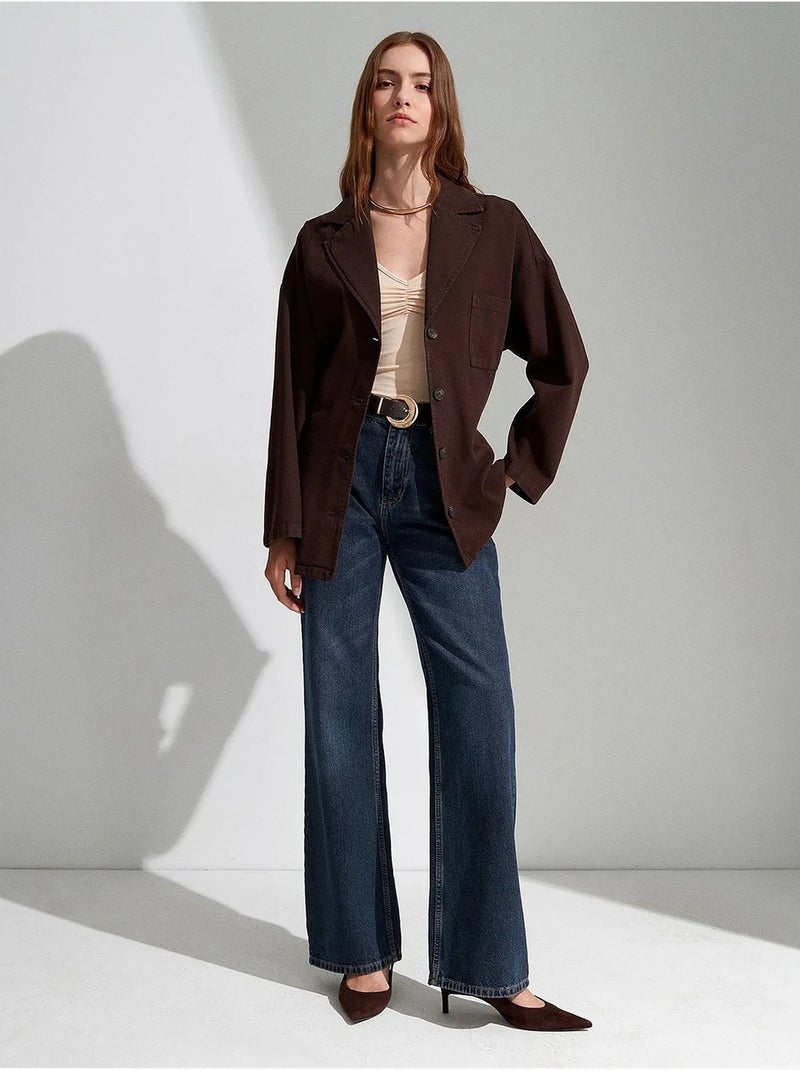 Veste longue oversize ceinturée dilvin Marron chocolat - Kiabi