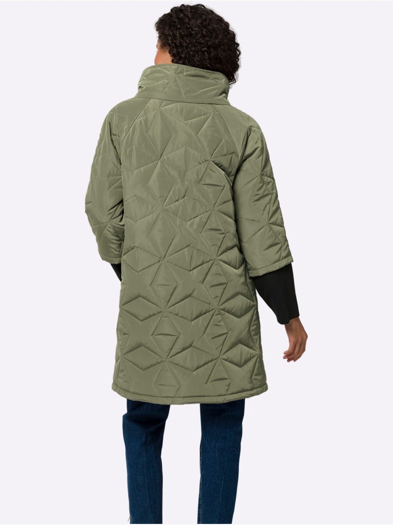 Veste Longue Piquage Tendance - Taille Standard - Helline Kaki - Kiabi