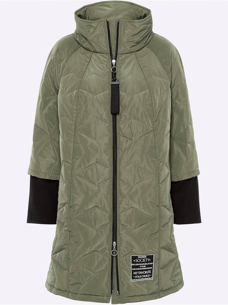 Veste Longue Piquage Tendance - Taille Standard - Helline Kaki - Kiabi