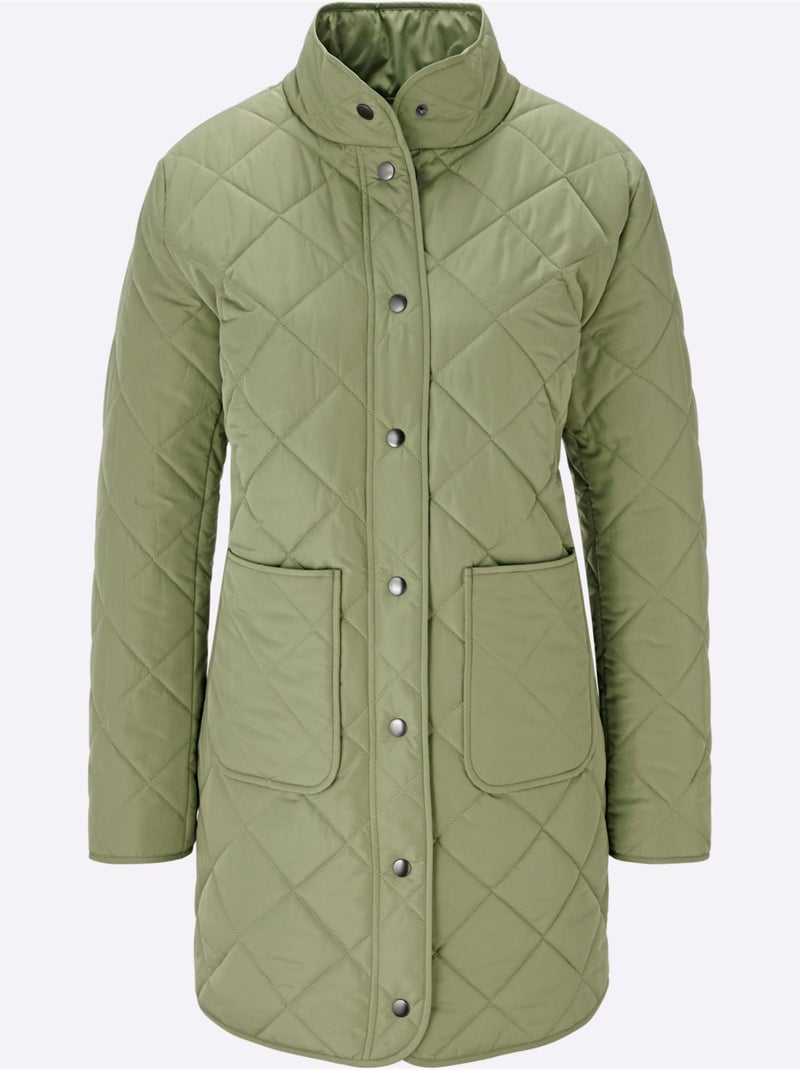 Veste Longue Poches Plaquées - Taille Standard - Moda Vilona Bleu Vert Gris - Kiabi