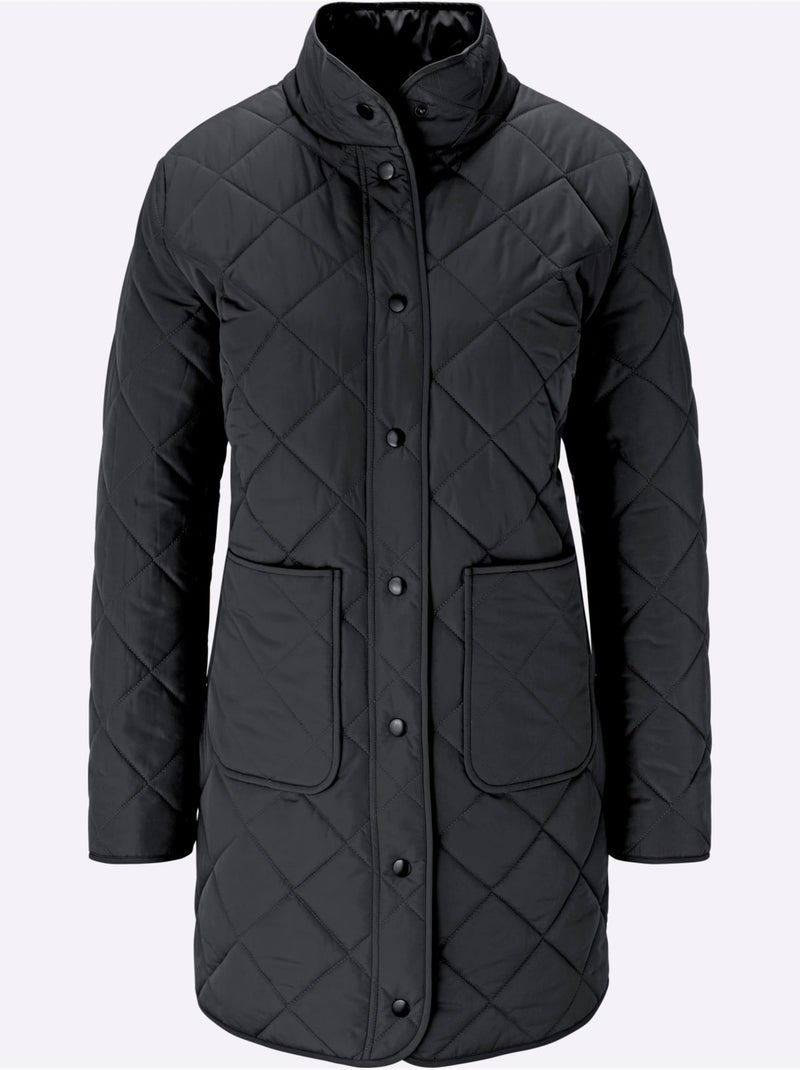 Veste longue poches plaquées - taille standard - moda vilona Noir - Kiabi