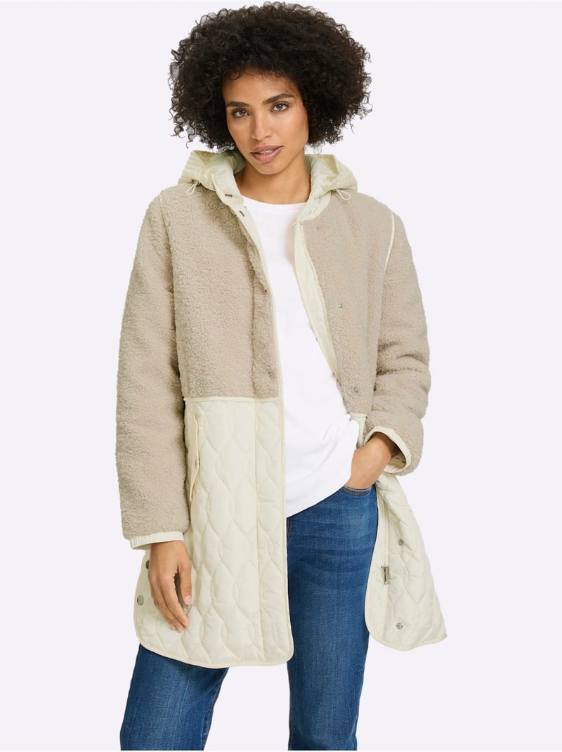 Veste Longue Superbe Mélange De Matières - Taille Standard - Helline Ivoire - Kiabi