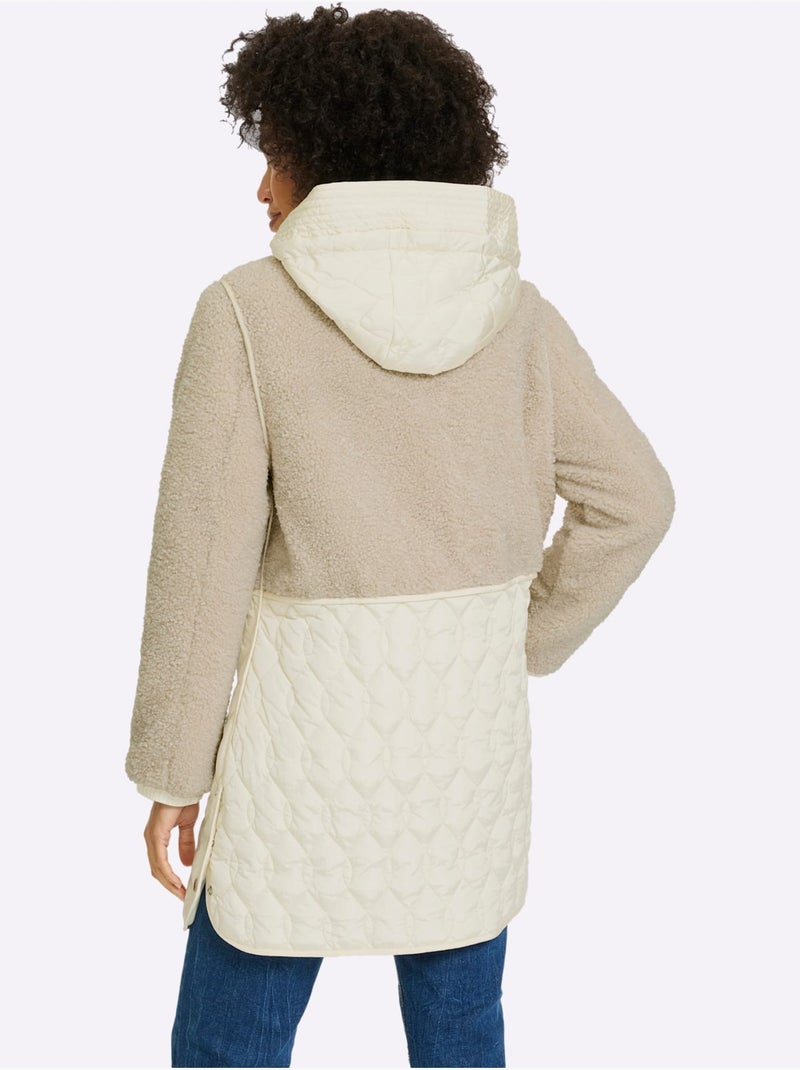 Veste Longue Superbe Mélange De Matières - Taille Standard - Helline Ivoire - Kiabi