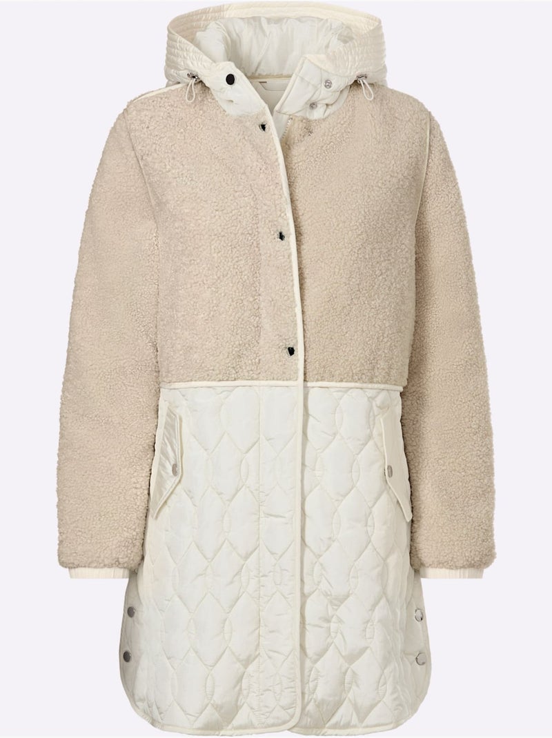 Veste Longue Superbe Mélange De Matières - Taille Standard - Helline Ivoire - Kiabi