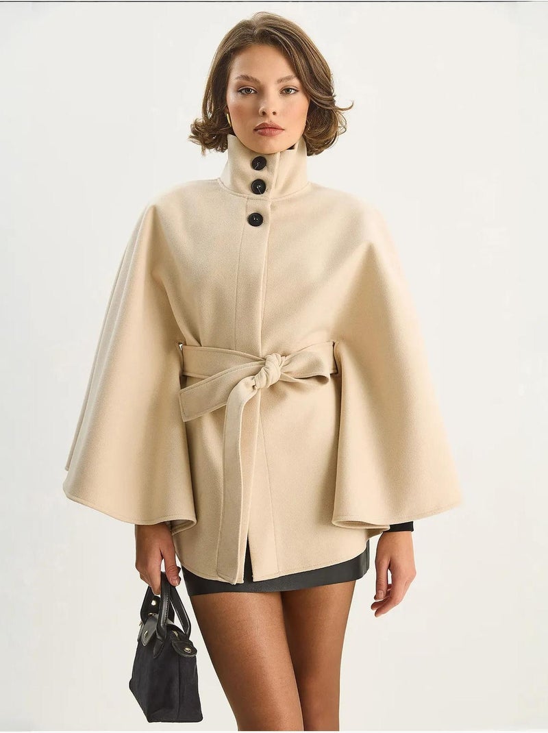 Veste longue texturée avec fermeture boutonnée lucci Crème - Kiabi