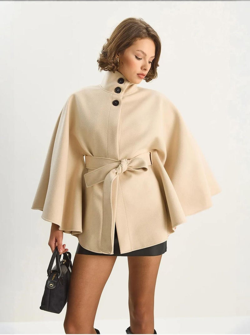 Veste longue texturée avec fermeture boutonnée lucci Crème - Kiabi