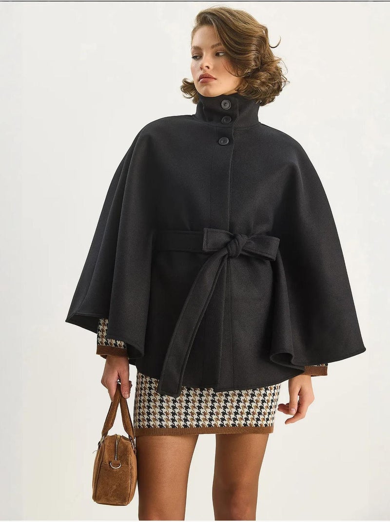 Veste longue texturée avec fermeture boutonnée lucci Noir - Kiabi