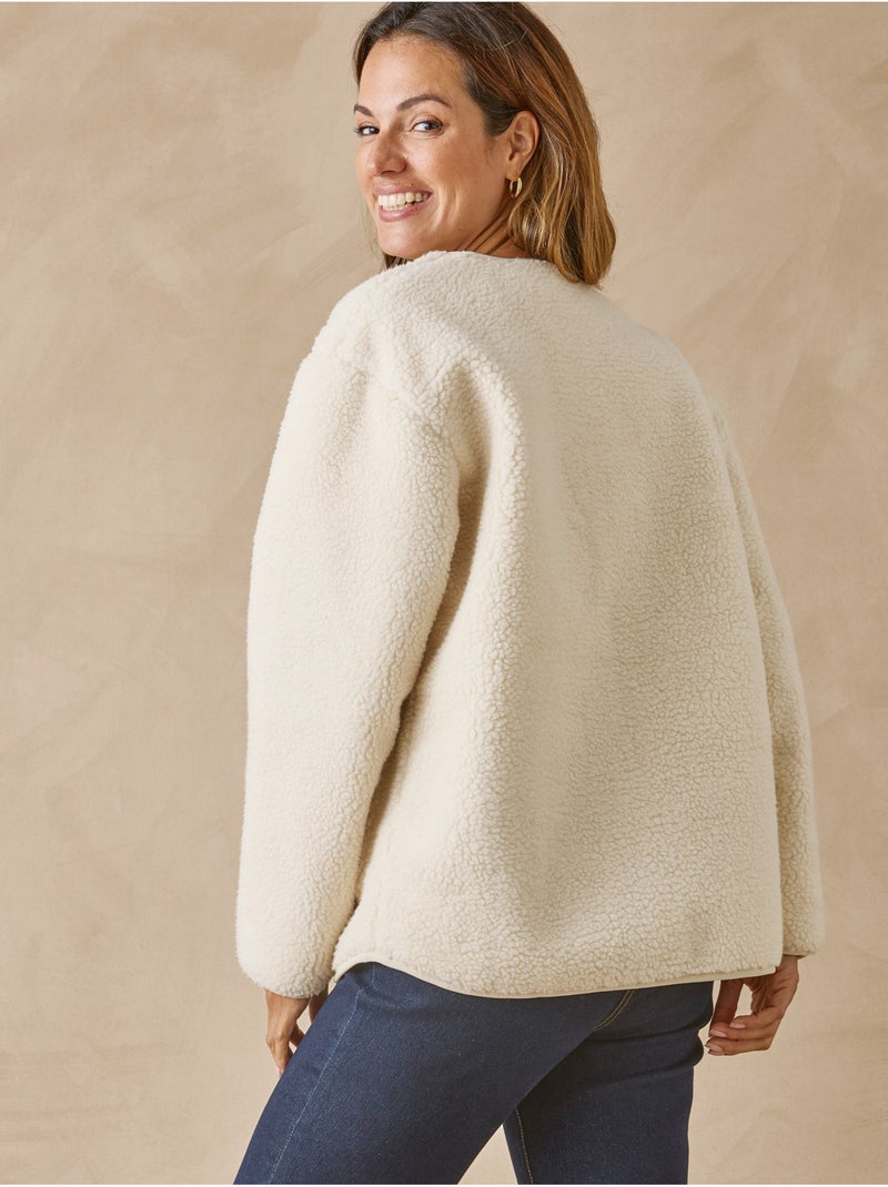 Veste maille moutonnée manches longues - DAXON Ecru - Kiabi