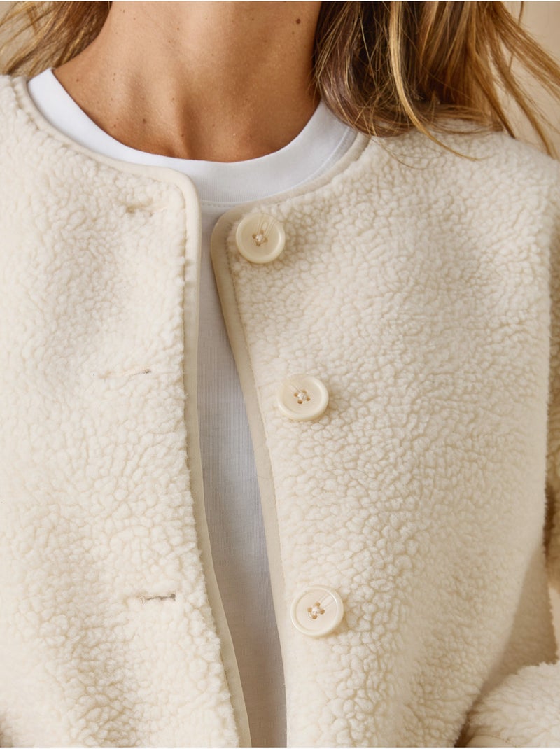 Veste maille moutonnée manches longues - DAXON Ecru - Kiabi