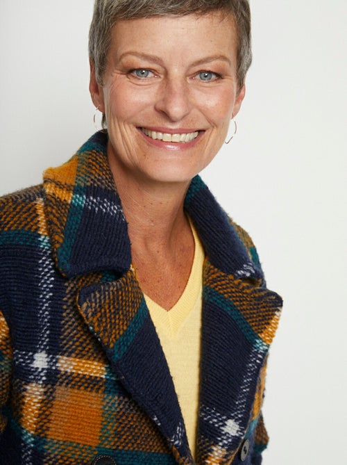 Veste manteau col tailleur tissu carreaux - Kiabi