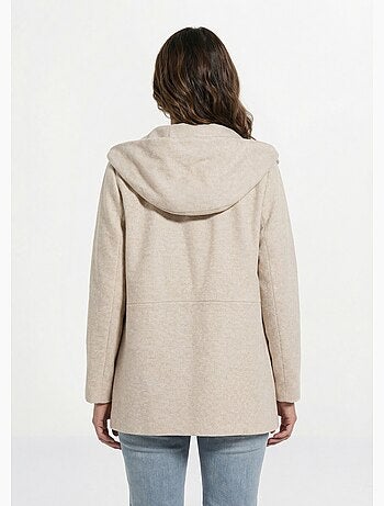 Veste manteau courte lainage capuche - Afibel