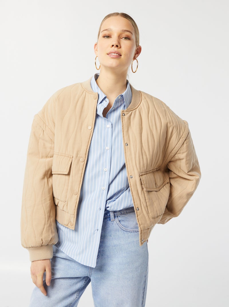 Veste matelassée 2 en 1 avec manches amovibles BEIGE - Kiabi