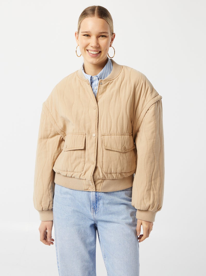 Veste matelassée 2 en 1 avec manches amovibles BEIGE - Kiabi