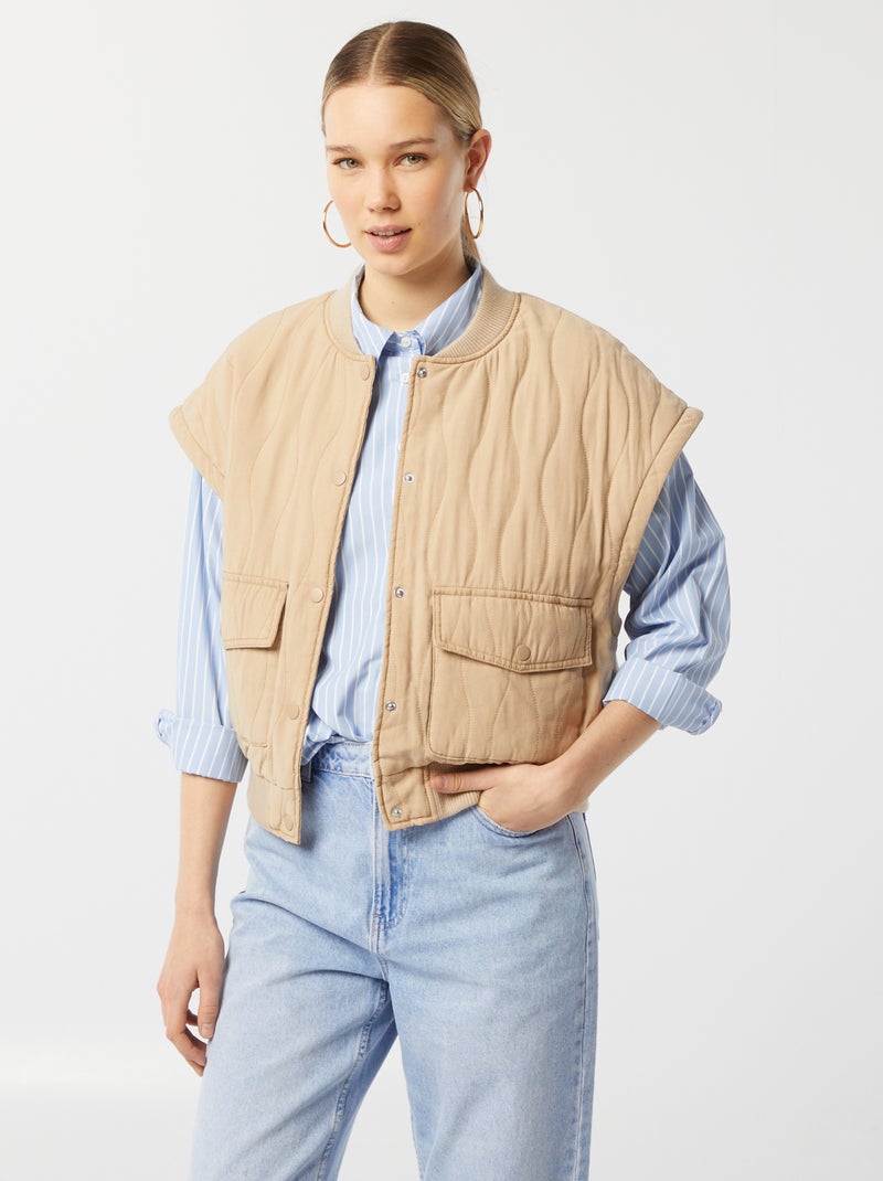 Veste matelassée 2 en 1 avec manches amovibles BEIGE - Kiabi