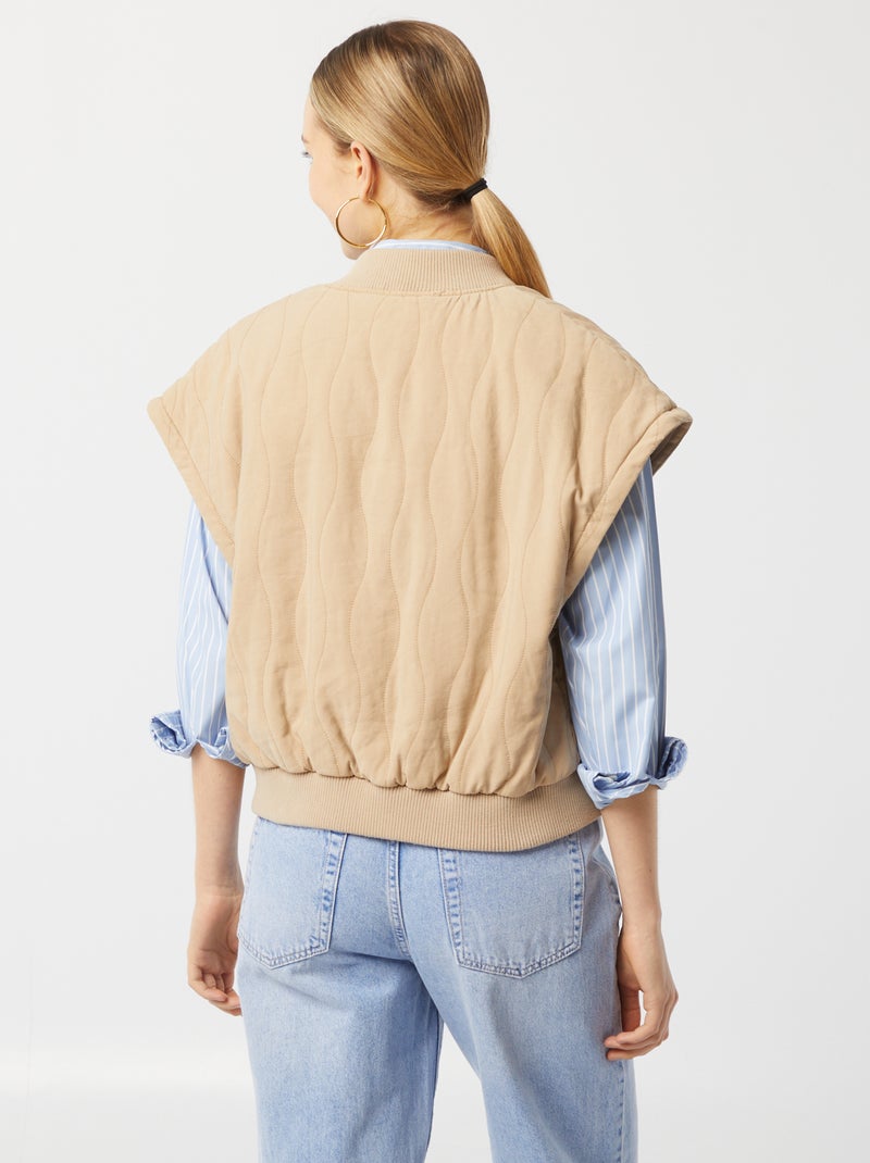 Veste matelassée 2 en 1 avec manches amovibles BEIGE - Kiabi