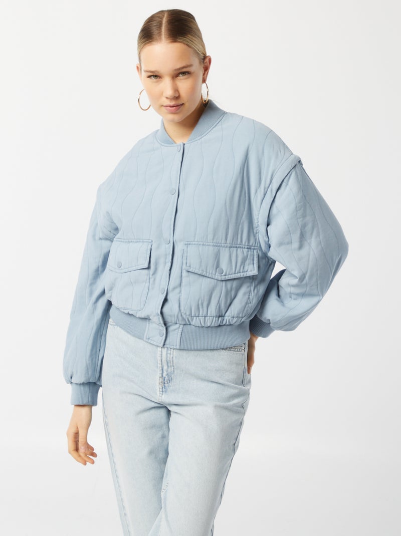 Veste matelassée 2 en 1 avec manches amovibles BLEU - Kiabi
