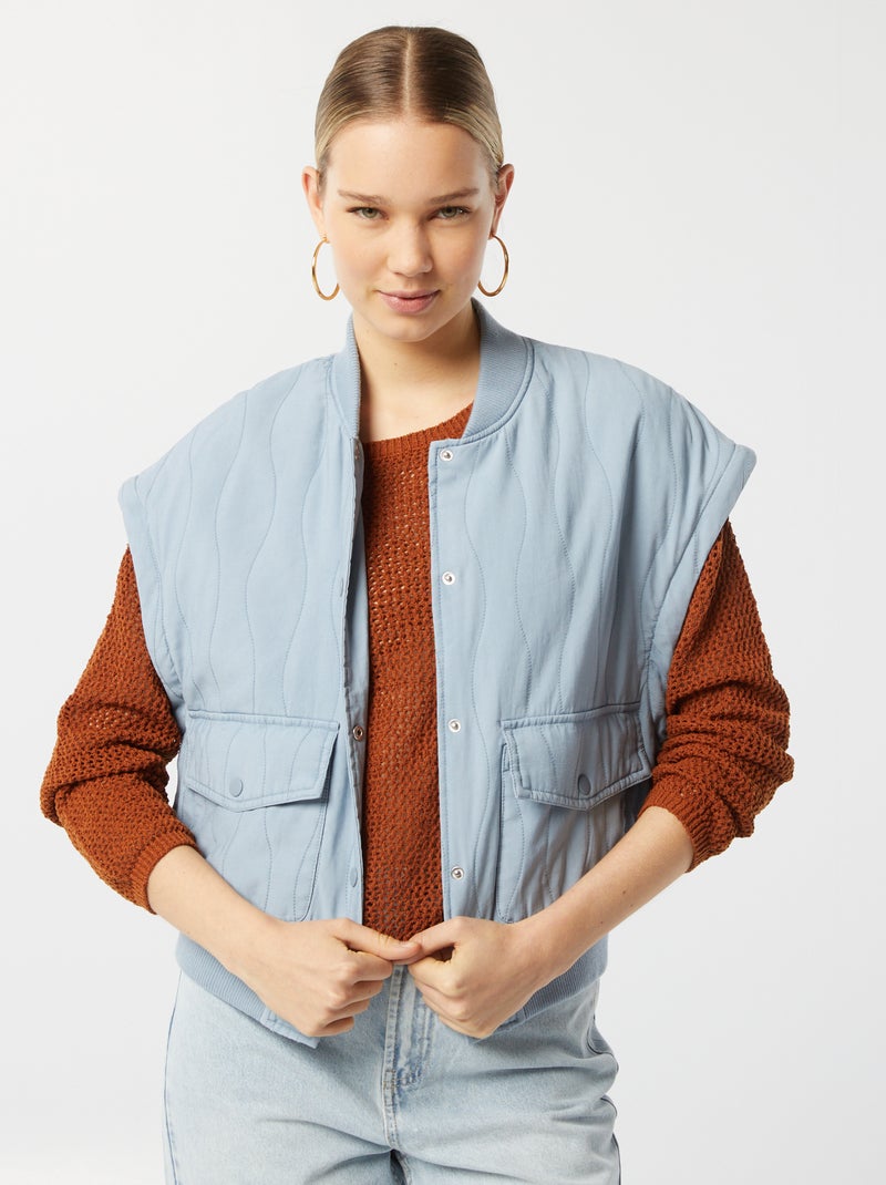 Veste matelassée 2 en 1 avec manches amovibles BLEU - Kiabi
