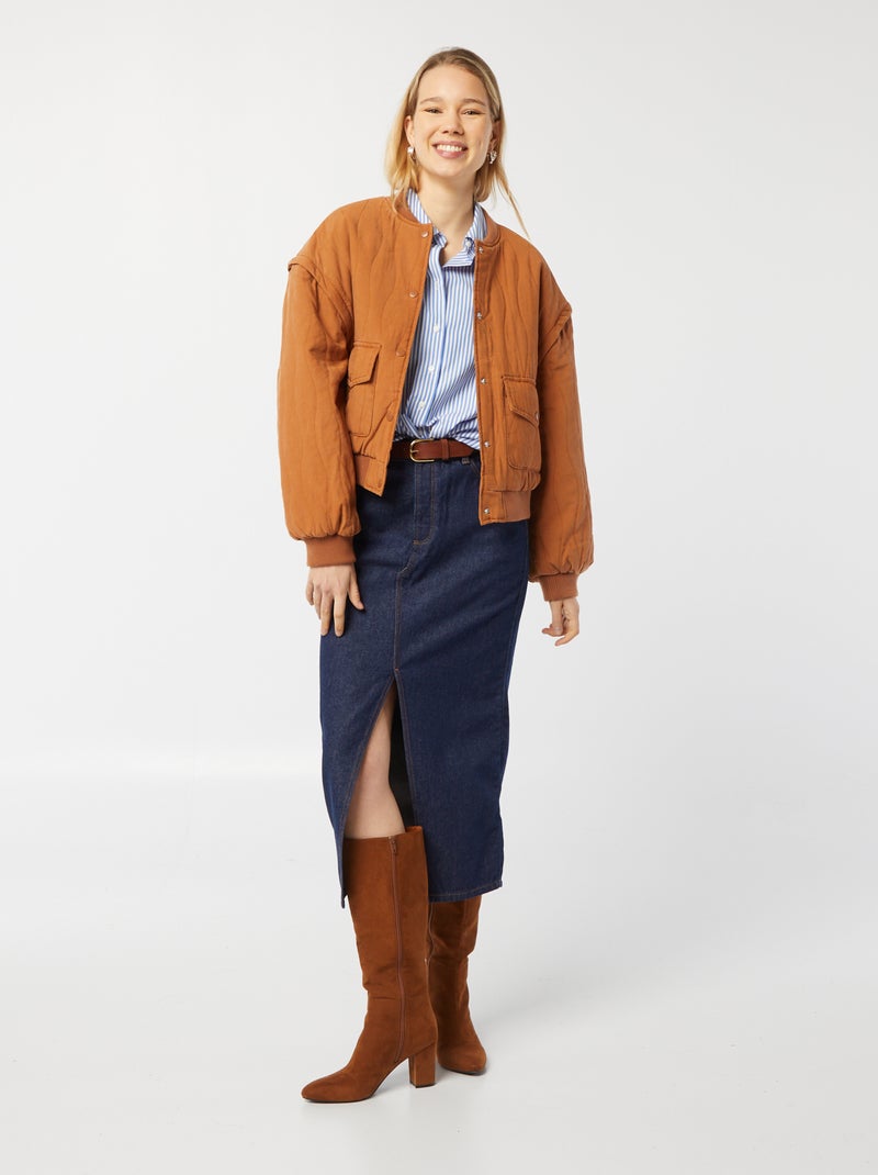 Veste matelassée 2 en 1 avec manches amovibles MARRON - Kiabi