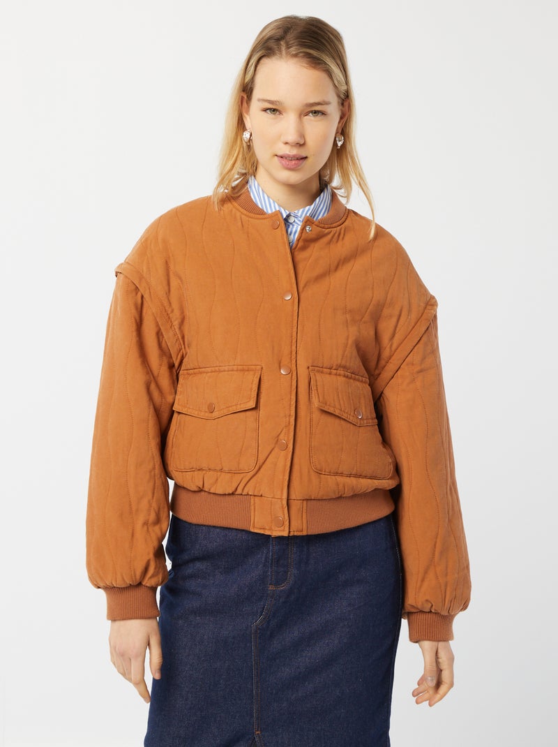 Veste matelassée 2 en 1 avec manches amovibles MARRON - Kiabi