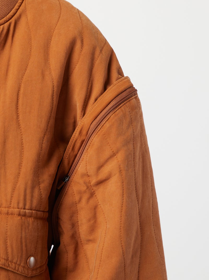 Veste matelassée 2 en 1 avec manches amovibles MARRON - Kiabi